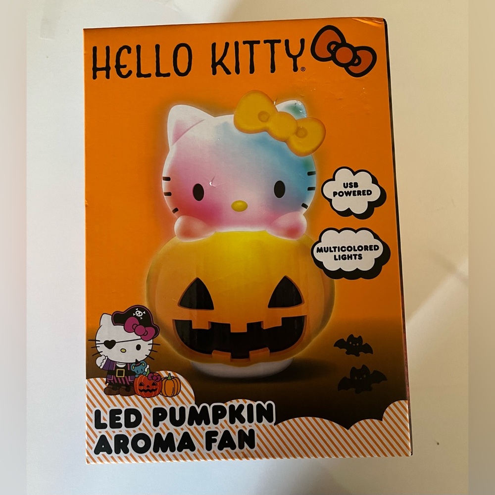 New Hello Kitty Halloween Pumpkin LED Aroma Fan Multicolor lighting Rechargeable
